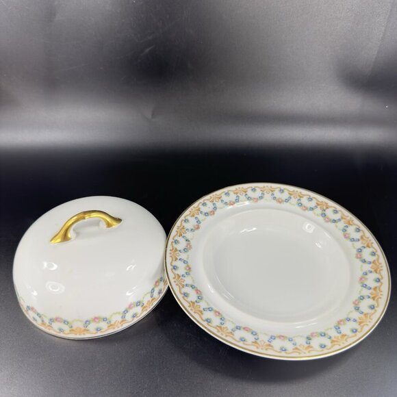 Heinrich & Co H&C Selb Bavaria Porcelain Round Butter Dish Container Vintage - Picture 8 of 16